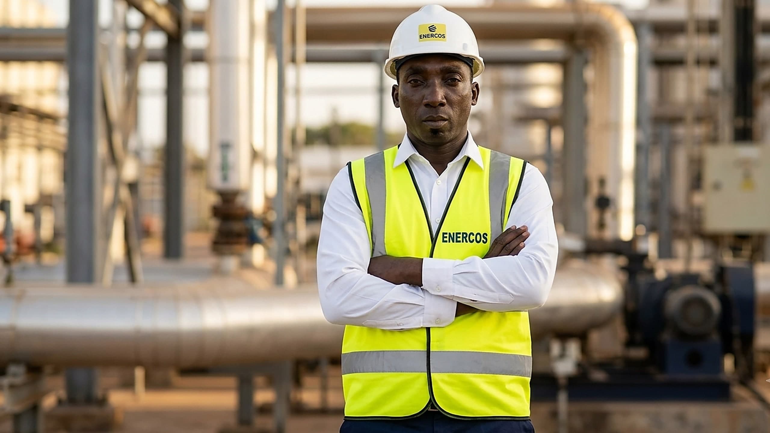 Ingénieur ENERCOS en équipement de sécurité sur un site industriel énergétique au Sénégal